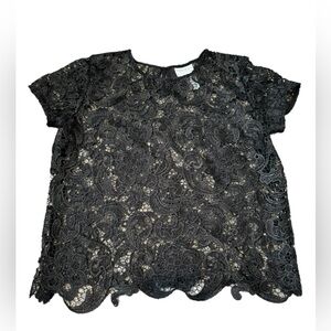Bisou bisou by Michelle Bohbot black lace top short sleeved